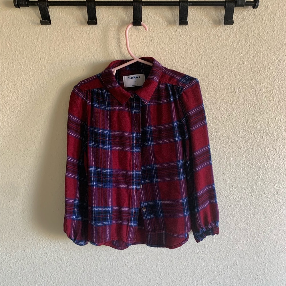 Girls Plaid Button Up- size 5